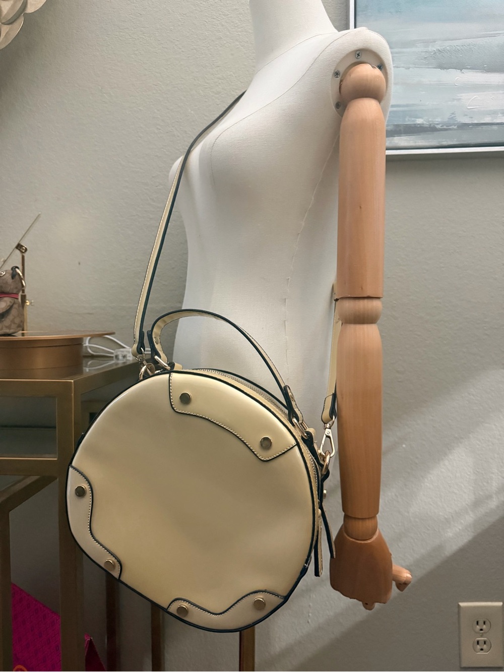 Soft Sage Cream Handbag | Minimal Chic Round Bag - Picture 5 of 15
